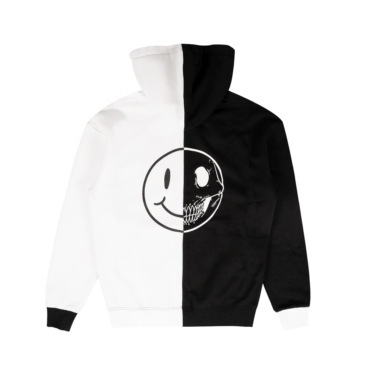 Half white half black hoodie deals