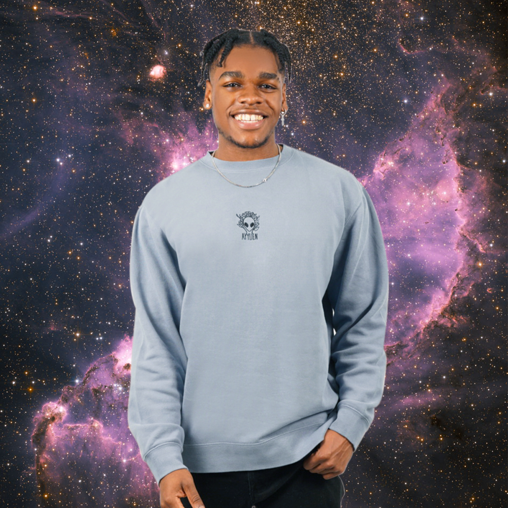 Alien with Flowers Pigment Dyed Crewneck