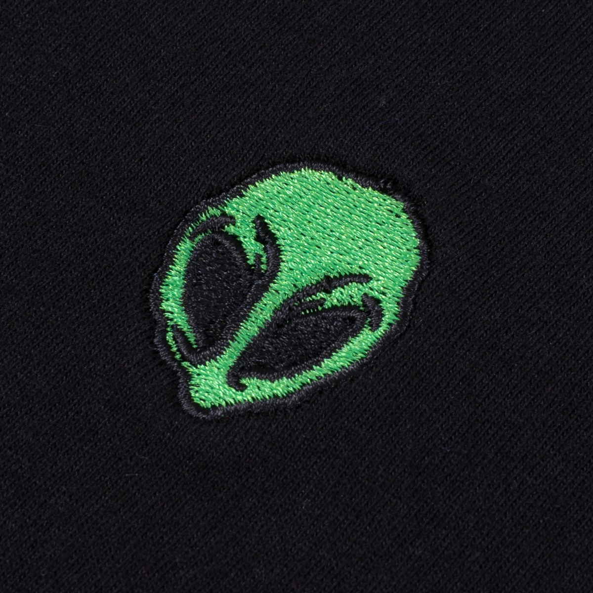 Alien Head Embroidered Tee - Black