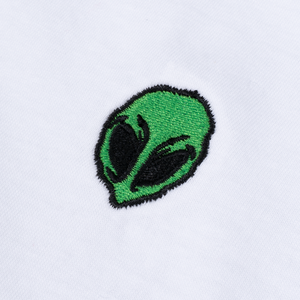 Alien Head Embroidered Tee - White