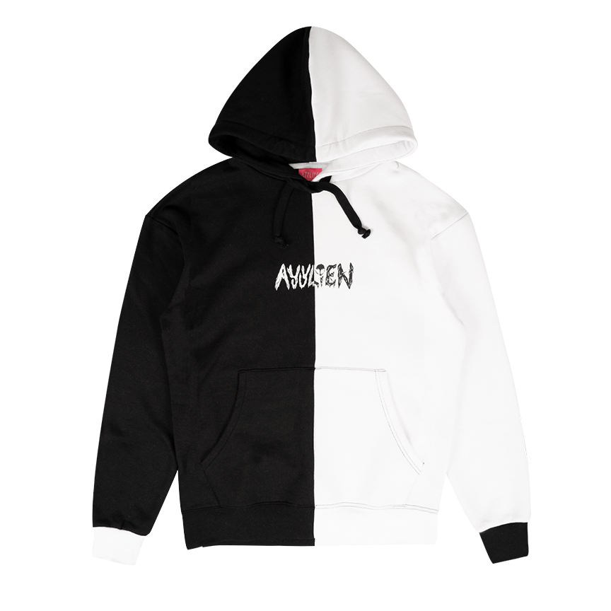 Black white top split hoodie